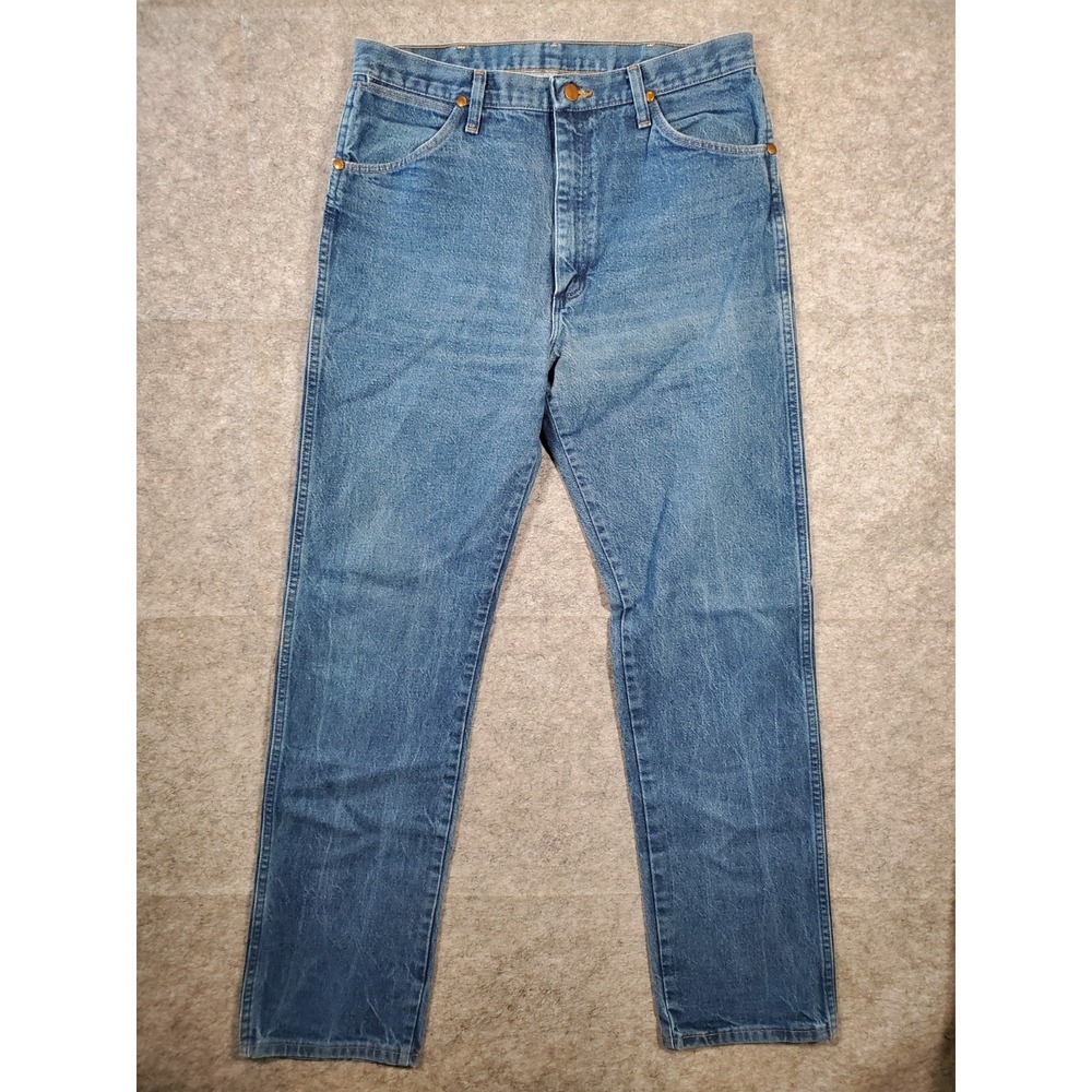 Wrangler Jeans Mens 35x34‎ Actual 33x33 Denim Western Cowboy Straight Leg 13MWZ